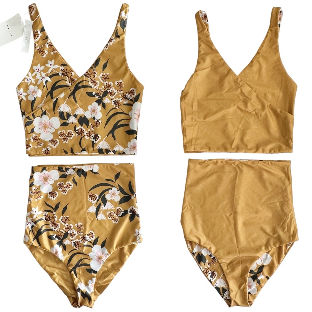 Tropical Floral Bikini Set in Mustard